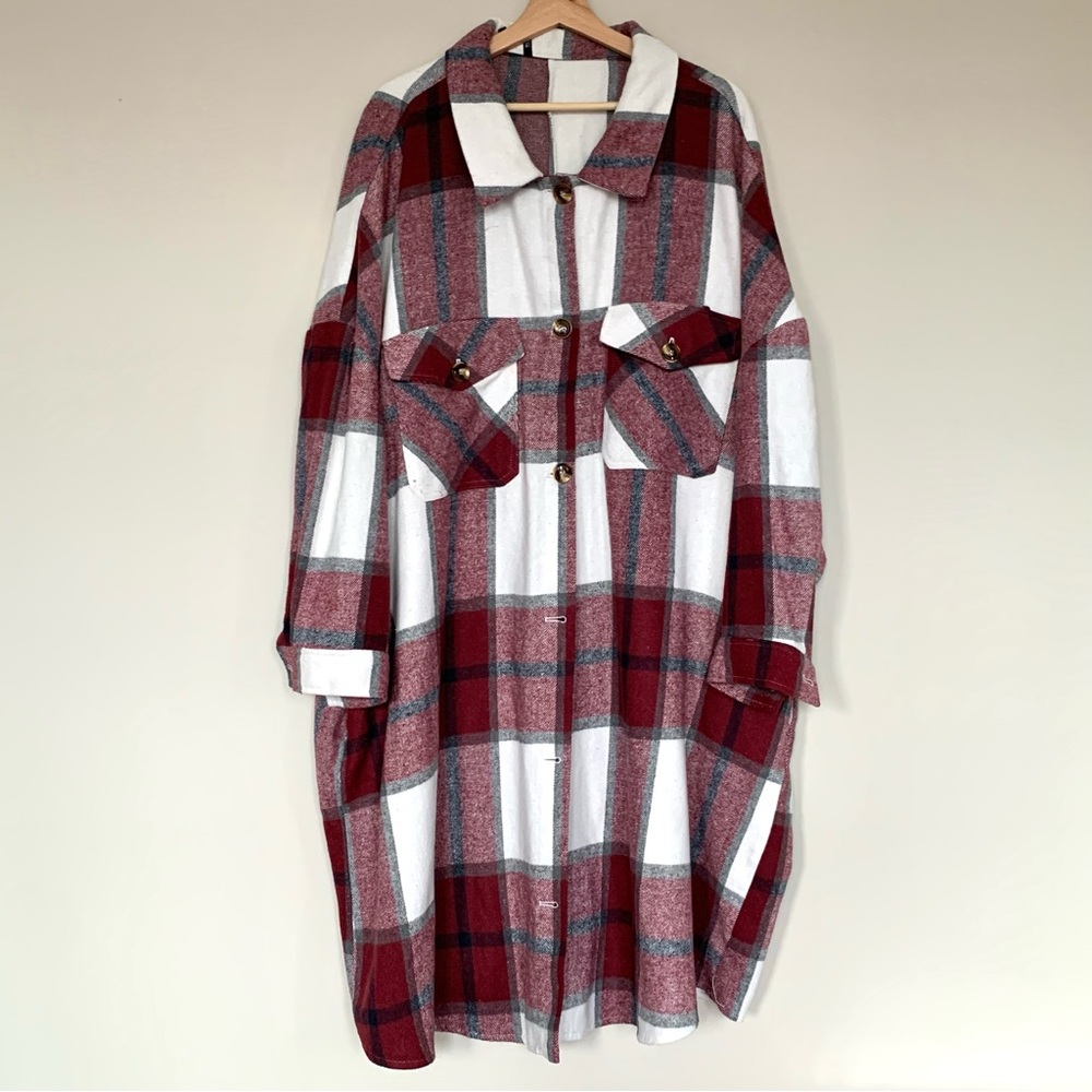 BloomChic Flannel Button Down Shirt Dress
